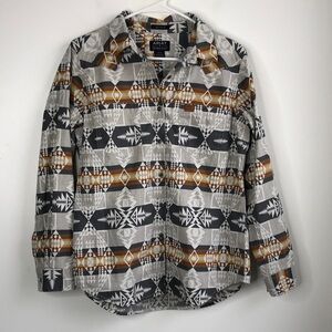 Ariat Pendleton Gray and Brown Geometric Button-Up Shirt